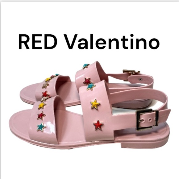 RED Valentino Light Pink Star Studded Sandals Size EU 38 US 8 - Picture 1 of 16